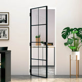 Interior Door Black 76x201,5 cm Tempered Glass&Aluminium Slim 153662