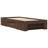 Bed Frame without Mattress Brown Oak 75x190 cm Small Single Engineered Wood 3295533