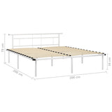 Bed Frame without Mattress White Metal 200x200cm 324839