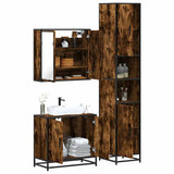 3 Piece Bathroom Furniture Set Smoked Oak Engineered Wood 3301067