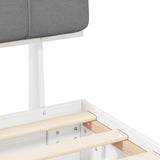 Bed Frame with Upholstered Headboard White and Light grey 877413
