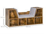 Bookcase Storage Shelf with Cushioned Reading Seat, Cube Bookshelf Organizer for Bedroom Living T3398P342299