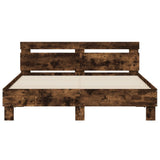 Bed Frame with LED without Mattress Smoked Oak 150x200 cm King Size 3207543