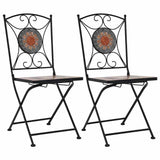 Garden Chair Set of 2 Orange and Grey Powder-coated iron, Ceramic 46718