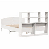 ZNTS Bookcase Bed without Mattress White 120x190 cm Small Double Solid Wood Pine 3323117