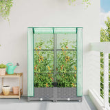Raised Bed with Greenhouse Cover Rattan Look 80x40x123 cm 4015852