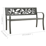 Garden Bench Steel Grey Powder-Coated Steel 3-Seater 312038
