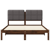 Bed Frame with Upholstered Headboard Dark Brown and Light Grey 904064