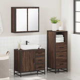 3 Piece Bathroom Furniture Set Brown Oak Engineered Wood 3301019