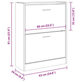 Shoe Cabinet Black 63x24x81 cm Engineered Wood 342558