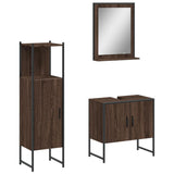 3 Piece Bathroom Cabinet Set Brown Oak Engineered Wood 3214348