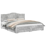 Bed Frame Concrete Grey 200 x 200 cm Engineered Wood 3413565