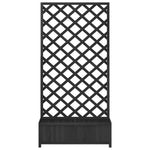 Planter with Trellis Black Solid Wood Fir 365481