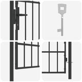 Fence Gate Grey 100 x 175 cm Powder coated steel 42008882