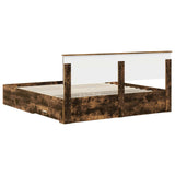 Bed Frame with Drawer Smoked Oak 180 x 200 cm Engineered Wood 3408233