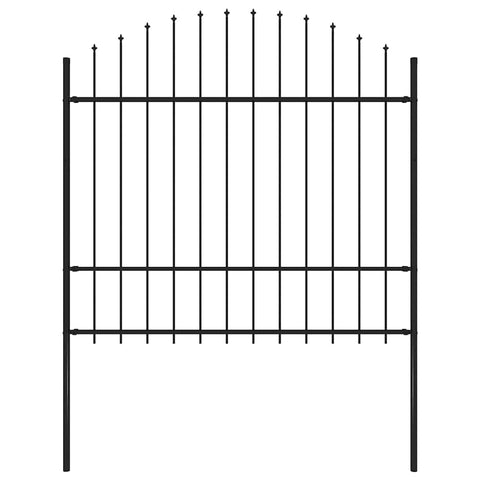 Garden Fence with Spear Top Steel 181x175 cm Black 144944