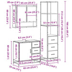 ZNTS 3 Piece Bathroom Furniture Set Brown Oak Engineered Wood 3301169