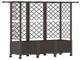 Raised Bed with Trellis and Roof Brown 163.5 x 40 x 142 cm PP 3423124