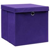 ZNTS Storage Boxes with Lids 10 pcs Purple 32x32x32 cm Fabric 288356