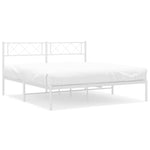 Metal Bed Frame without Mattress with Headboard White 140x190cm 372326