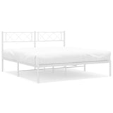 Metal Bed Frame without Mattress with Headboard White 140x190cm 372326