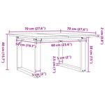 ZNTS Coffee Table O-Frame 70x70x40 cm Solid Wood Pine and Steel 3282661