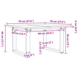 ZNTS Coffee Table O-Frame 70x70x40 cm Solid Wood Pine and Steel 3282661