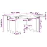Coffee Table O-Frame 70x70x40 cm Solid Wood Pine and Steel 3282661