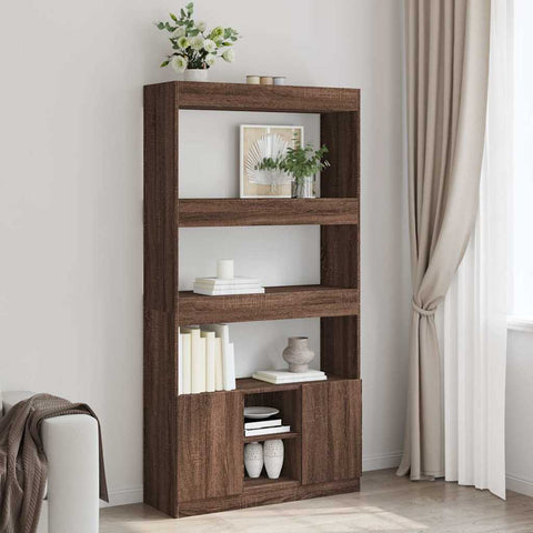 Highboard Brown Oak 92x33x180 cm Engineered Wood 3309624
