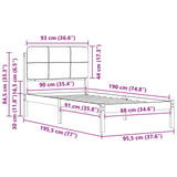 Bed Frame with Upholstered Headboard Light Grey 90 x 190 cm 878018
