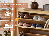 Rattan Shoe Storage Cabinet with Adjustable Shelves, 4 Flip Drawers, Elegant Wooden Design, Perfect N896P437303O