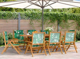 Reclining Garden Chairs 8 pcs Green Fabric and Solid Wood 3214552