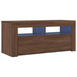TV Cabinet with LED Lights Brown Oak 90x35x40 cm 822723