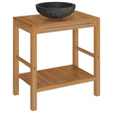 Bathroom Vanity Cabinet Solid Teak with Sink Marble Black 3058161