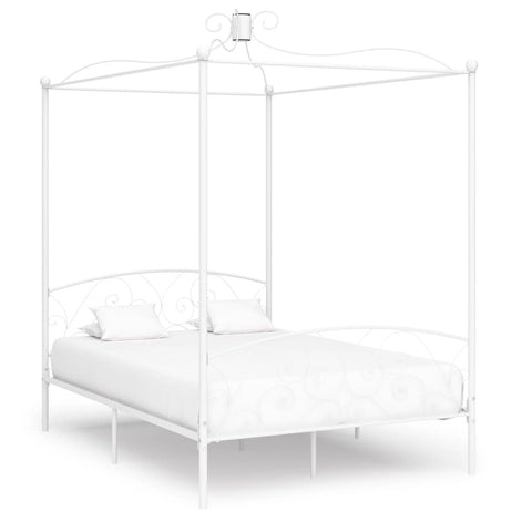 Bed Frame without Mattress with Canopy White 140x200 cm Metal 284471
