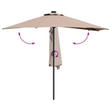 Garden Parasol Taupe 294 x 150 x 223 cm Polyester and Steel 42003262