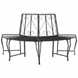 Tree Bench 4-Seater 160 x 80 x 89 cm Steel Black Half-round 42029500