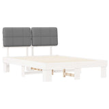 Bed Frame with Upholstered Headboard White and Light grey 877418