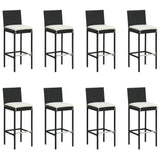 9 Piece Garden Bar Set with Cushions Poly Rattan Black 3095441