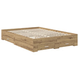 Bed Frame with Drawer Artisan Oak 140 x 190 cm Engineered Wood 3412791