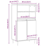 Highboard Artisian Oak 60x36x110 cm Engineered Wood 857459