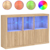Sideboard with LED Lights Sonoma Oak 162x37x100 cm 3209144