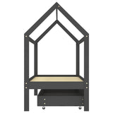 Kids Bed Frame with a Drawer Dark Grey Solid Pine Wood 80x160cm 322143