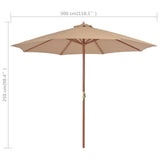 Garden Parasol with Wooden Pole 300 cm Taupe 44496
