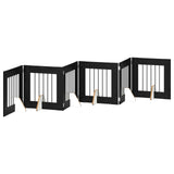 Foldable Dog Gate with Stands 6 pcs Black Oak 362 cm 892157