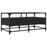 ZNTS Coffee Table with Glass Top Black 98.5x50x45 cm Steel 846044