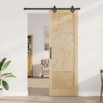 Sliding Door Set Manual Natural and black 78 x 232 cm 3333614
