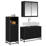 Bathroom Furniture Set 3 pcs Black Oak Engineered Wood 3402401