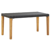 Garden Bench Black Poly Rattan and Solid Acacia Wood Medium 46488