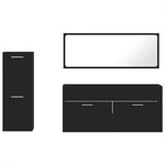ZNTS 3 Piece Bathroom Furniture Set Black Engineered Wood 3308532